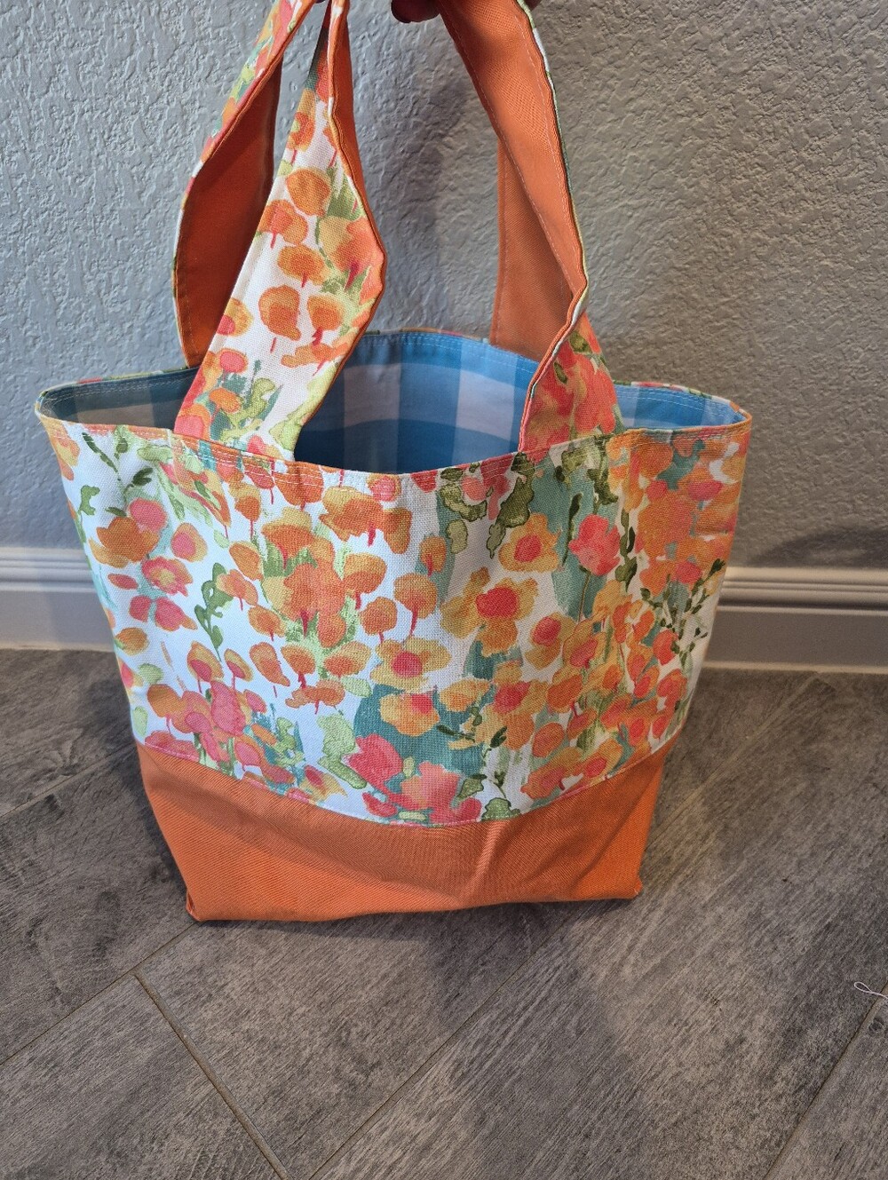 Floral Orange Canvas Tote Bag